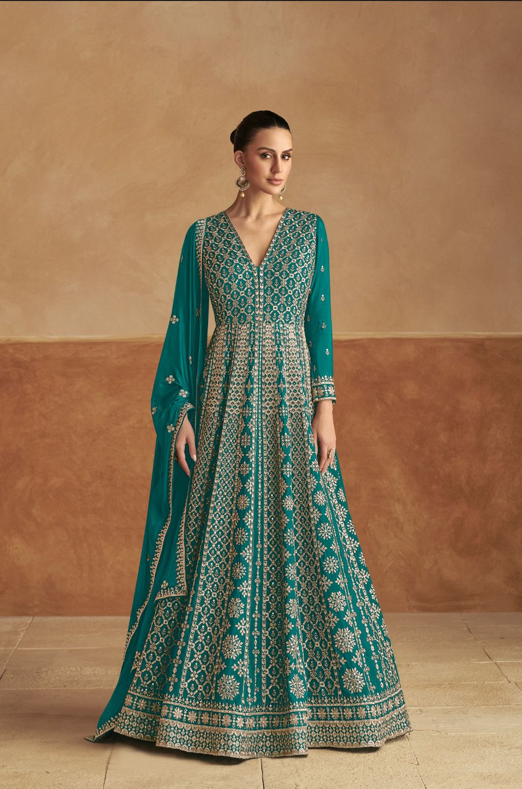 Gulkayra Nagma Colours Chinon Designer Gown With Dupatta Collection